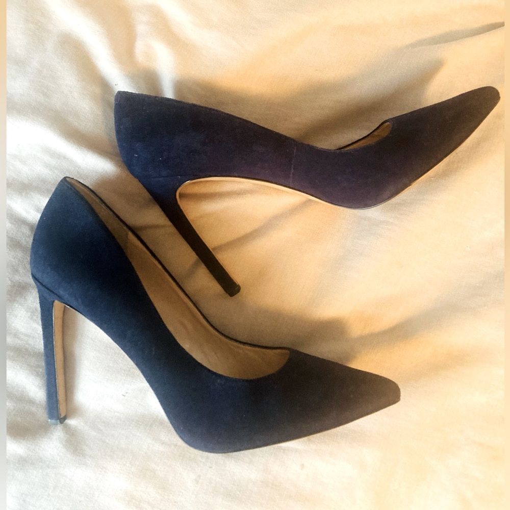 Blue suede heels